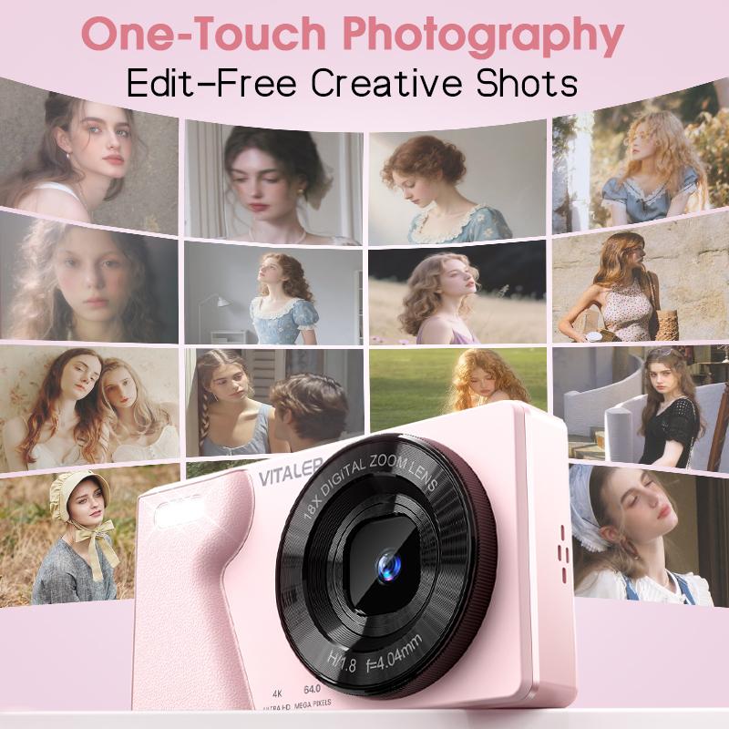 Dual-camera fully automatic digital camera, 64 million pixels, with built-in beauty filters.