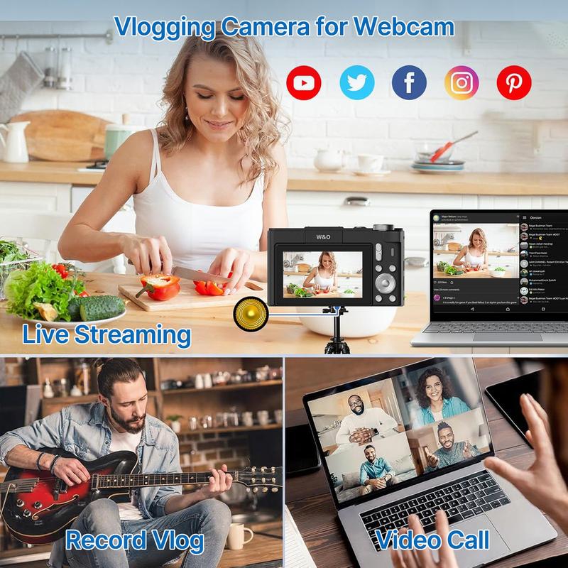 Digital camera with fill light, 4K video recording camera, small camera with 16x digital zoom.