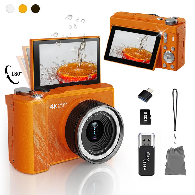 Digital camera with fill light, 4K video recording camera, small camera with 16x digital zoom.