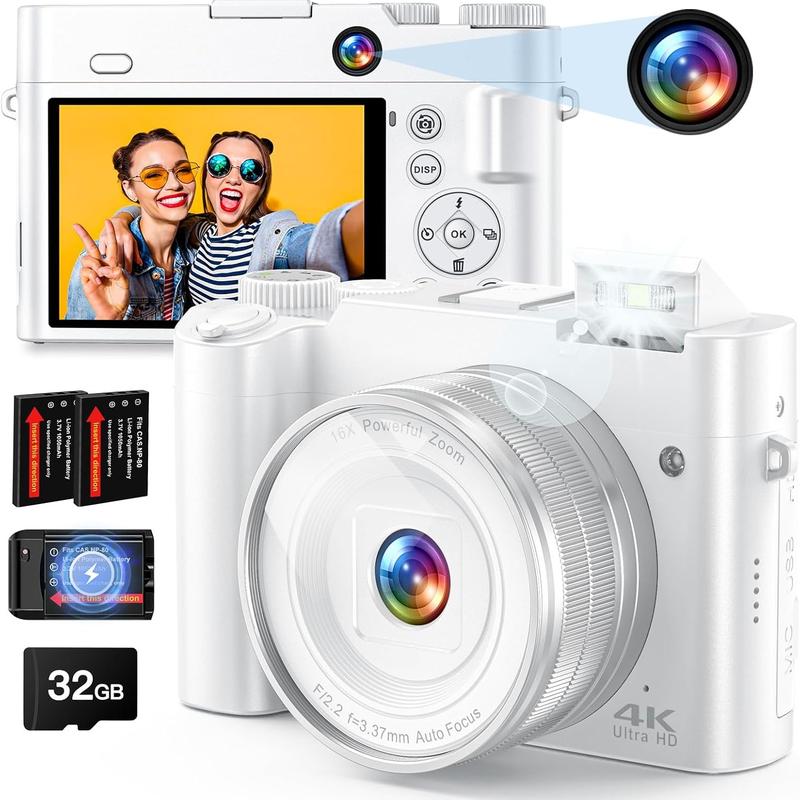 New 64MP Vlog camera with selfie lens and flash | Compact and portable travel digital camera