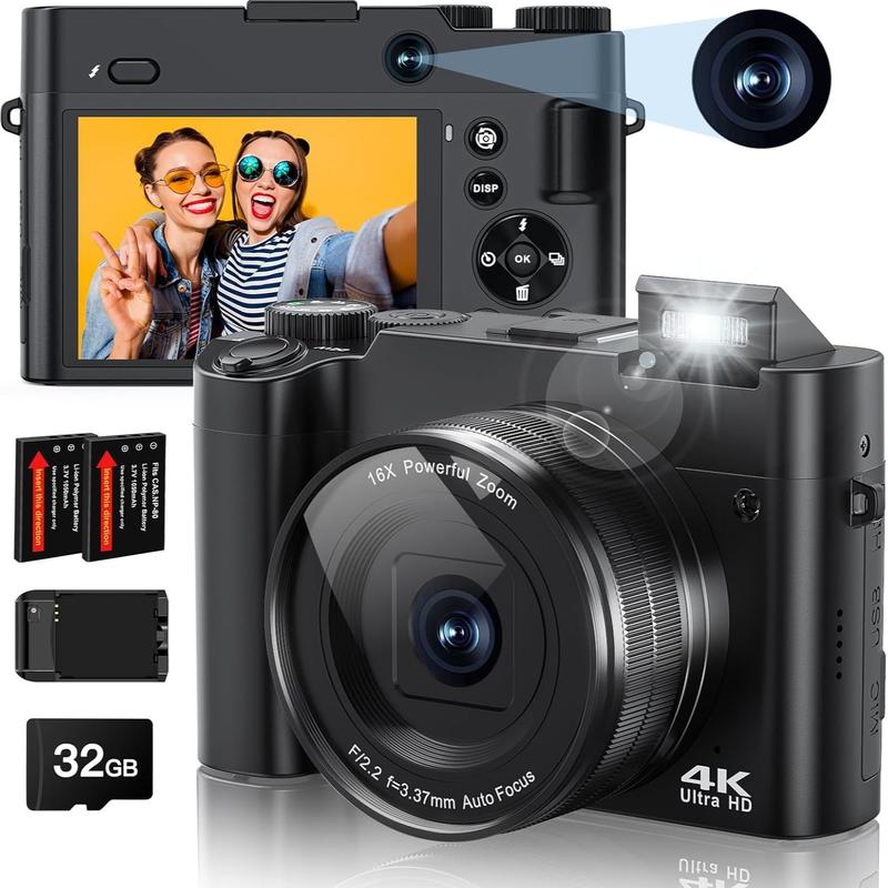 New 64MP Vlog camera with selfie lens and flash | Compact and portable travel digital camera