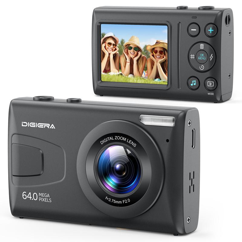 4K Digital Camera – Equipped with a 64-megapixel sensor, 18x digital zoom, and multiple filters.