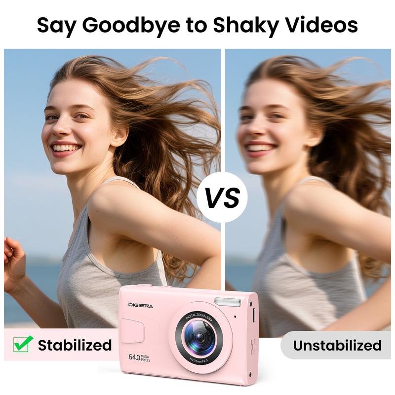 4K Digital Camera – Equipped with a 64-megapixel sensor, 18x digital zoom, and multiple filters.