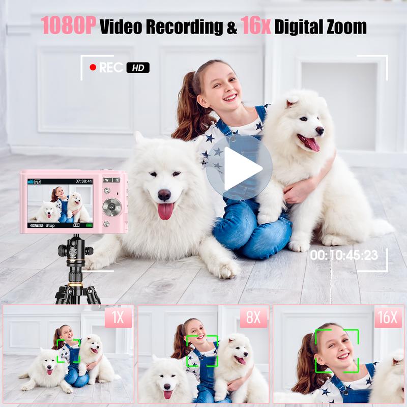 Autofocus digital camera, Full HD 1080P/48MP mini camera, 16x zoom