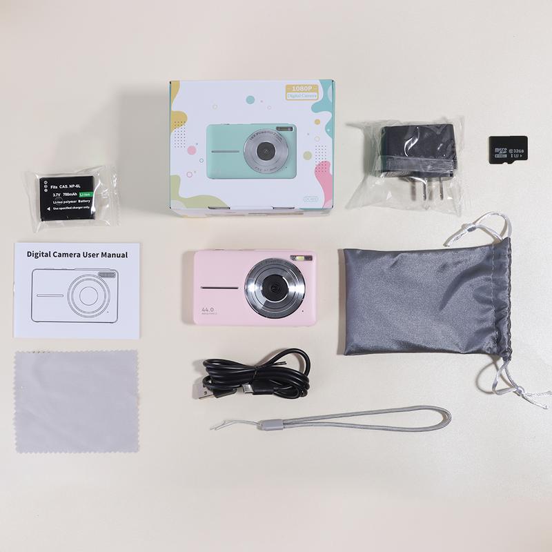 Portable pocket vlog camera, equipped with a 32GB SD card and wrist strap, supports Selfie.