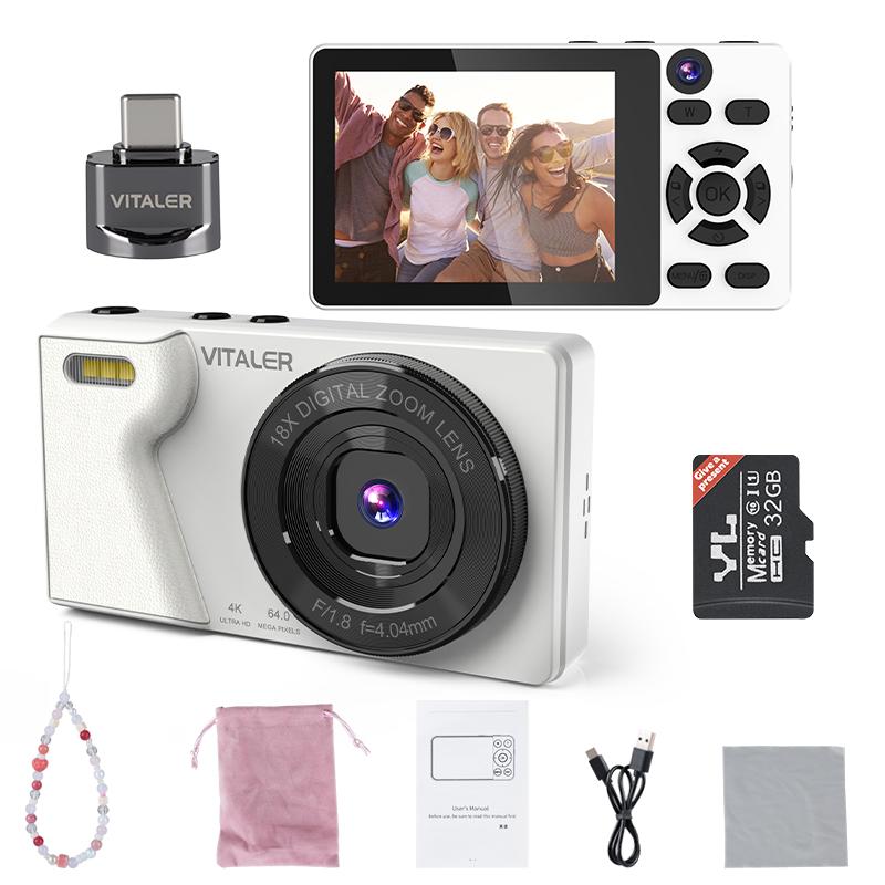 Dual-camera fully automatic digital camera, 64 million pixels, with built-in beauty filters.